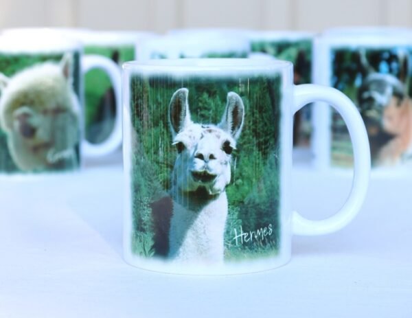 llama sanctuary ceramic mug with llama images