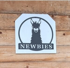 laser cut metal sign on all the llama barns, shelters and gates