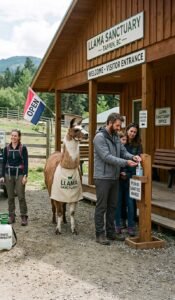 hand sanitizing at the llama sanctuary helps to prevent disease spread in and out of the sanctuary