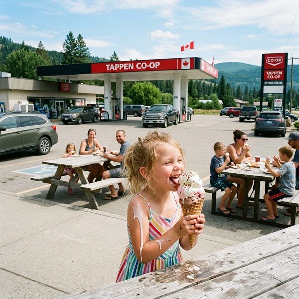 Huge ice cream cones are available at the Tappen Co-op very close to The Llama Sanctuary
